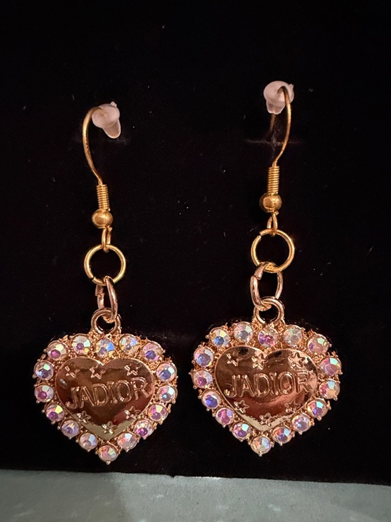 Dior Jewelry - Dior Rose Gold Heart Drop Earrings with Iridescent Pink Crystals